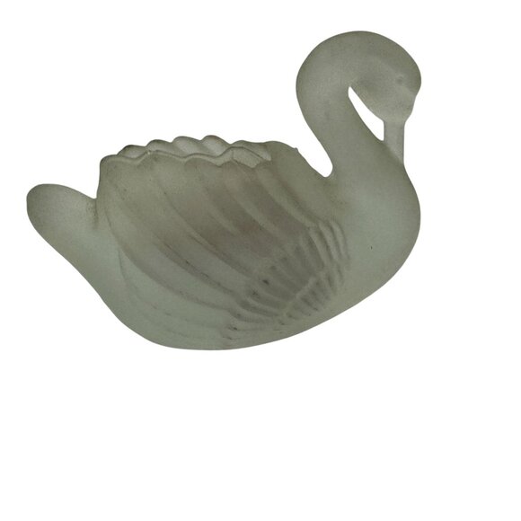 Frosted Glass Swan Figurine Elegant Decorative Accent 3" Smooth Finish - Picture 2 of 8